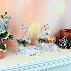 Benzoyl christmas reindeer decoration sitting reindeer figurine deer table top figurine statue reindeer ornaments for home office tabletop christmas decoration supplies 77 x 71 inch  urban country home decor