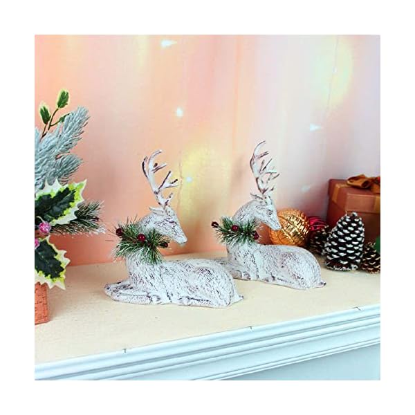Benzoyl christmas reindeer decoration sitting reindeer figurine deer table top figurine statue reindeer ornaments for home office tabletop christmas decoration supplies 77 x 71 inch  urban country home decor