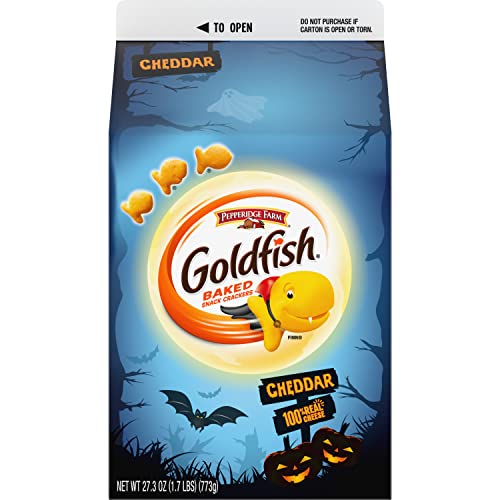 Image of Goldfish Cheddar Crackers, Snack Crackers, Halloween Edition, 27.3 oz carton