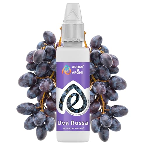AROMI E AROMI | Aroma Uva Rossa - Aroma Alimentare in Gocce per Dolci da Forno, Torte, Gelato, e Liquori | Prodotto Vegano a Zero Calorie | Prodotto 100% Italiano (30g)