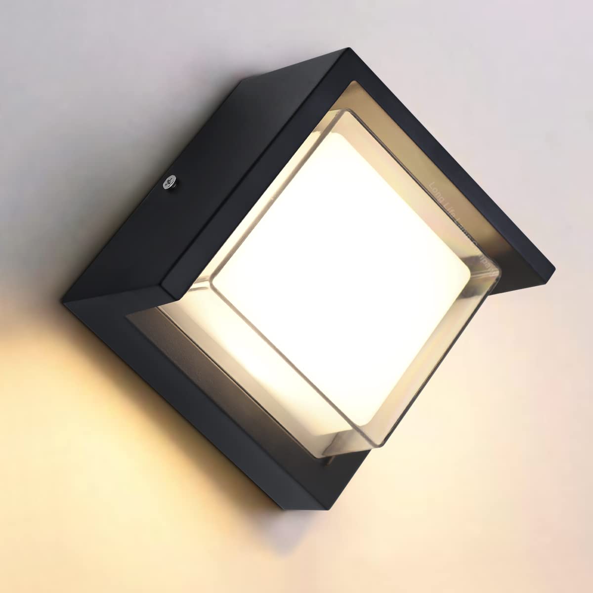 Long Life Lamps Company 12W Outdoor Modern Square Black Led Wall Light Opal Diffuser 3000K Zlc363B from B&Q