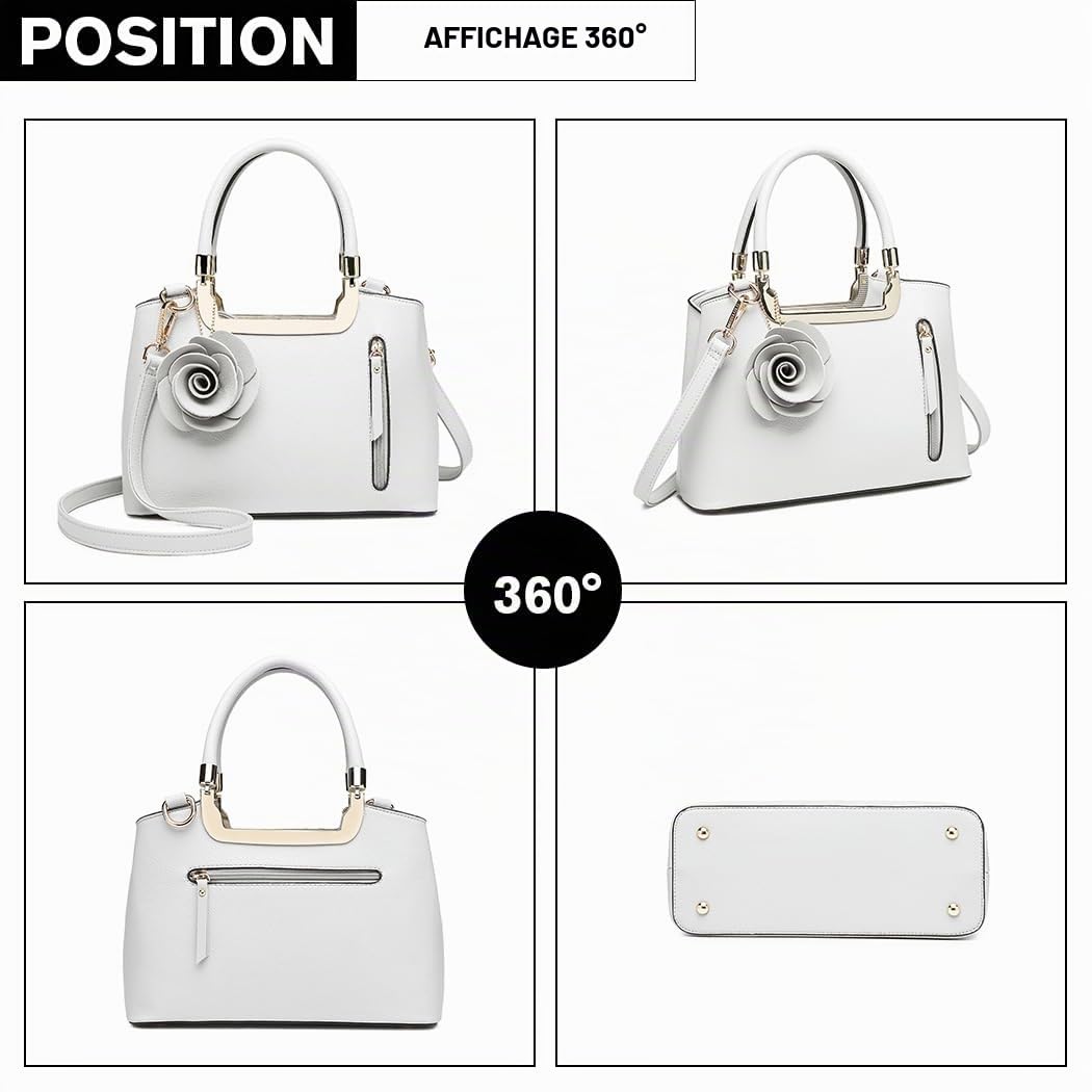 Miss Lulu Bolso Bandolera de Piel sintética con asa Superior para Mujer, Elegante Bolso de Hombro con diseño de Flores