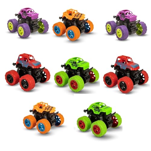 Image of Toy Imagine 360 Stunt Friction Monster Truck Pack of 8 | Push & Go Mini Toy Cars for Kids 3-7 Years | Durable Non-Toxic Build, Strong Grip Tires | Fun Learning Gift for Boys