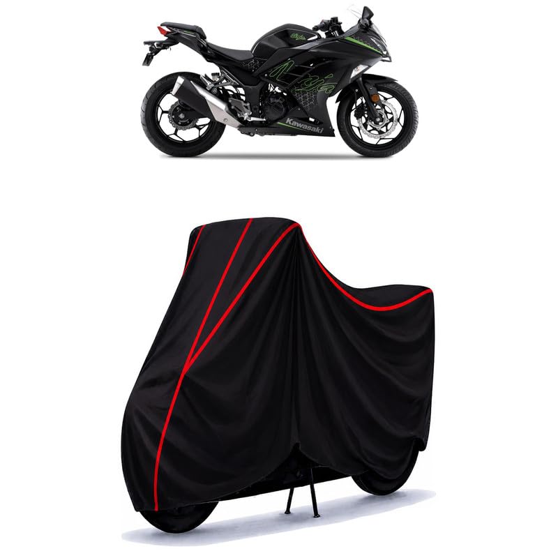 Image of Ninja Water Resistant Bike Cover for All Motorcycles & Scooters | Heavy Duty Premium Taffeta Fabric | UV Protection, Dustproof, Scratchproof | All Weather Two Wheeler Body Cover with Elastic Bottom