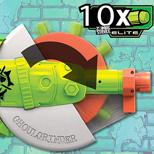 NERF Zombie Strike Ghoulgrinder Blaster -- Rotating 10-Dart Wheel, 10 Official Zombie Strike Elite Darts -- for Kids, Teens, Adults