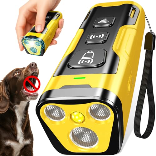 YUYQA Dog Bark Deterrent Device, 3X Ultrasonic Anti Barking, 6 Training Modes 23 FT Range Barks No More Indoors Outdoors Behavior Correct Safe & Humane Rechargeable Compact Bark Control for Dogs