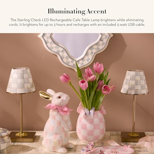 Image of MACKENZIE-CHILDS LED Cafe Table Lamp, Gray-and-White Sterling Check