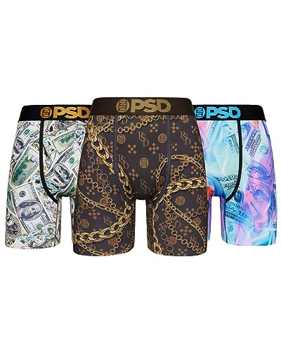 PSD Men's Boxer Briefs - Luxury Funds 3 Pack, 7 Inch Inseam, Stretchy Moisture-Wicking Boxer Briefs for Men Pack, XX-Large
