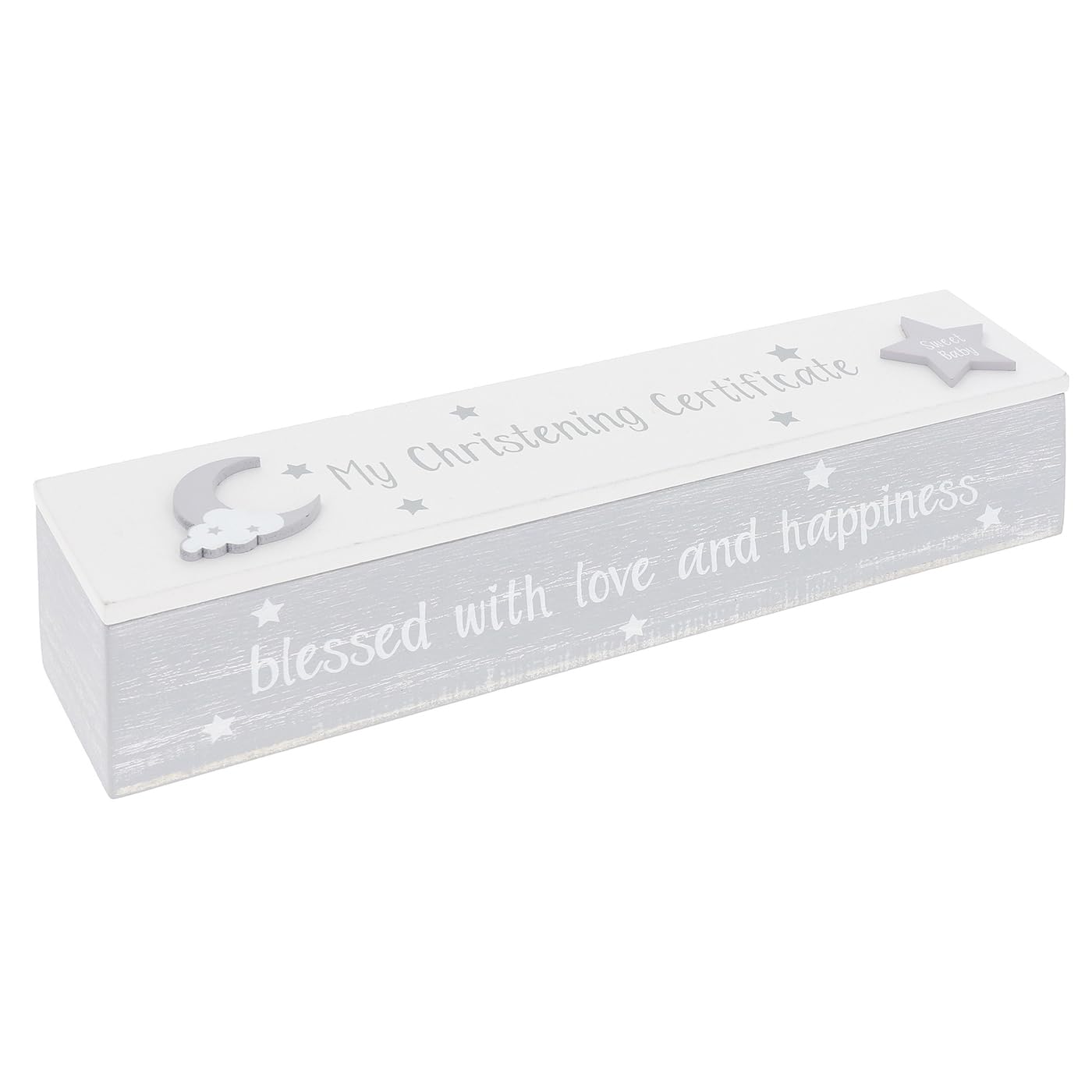 Shudehill Giftware Moonlight Christening Certificate Holder Keepsake - Unisex Grey Design