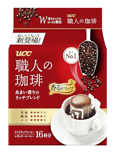 UCC Japan Craftsman's Coffee, Café en polvo en filtro desechable para llevar, Rica mezcla Brasil Vietnam, 16 bolsitas