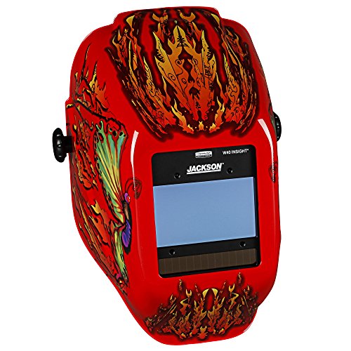 Image of Jackson Safety Ultra-Lightweight Insight Digital Variable Auto Darkening Filter Welding Helmet, Nylon, Halo X, Flaming Butterfly, Universal Size, 46109