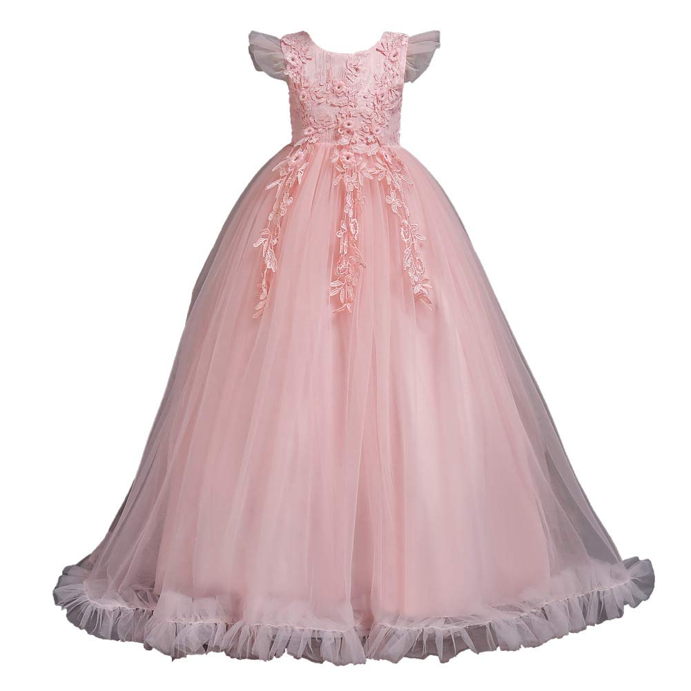 Valin Blumensmädchenkleid Prinzessin Kleid Festliches Kinderkleid Ohne Arm Spitze Tüll Party Festliche Hochzeit Kleid 4-14 Jahre,V833