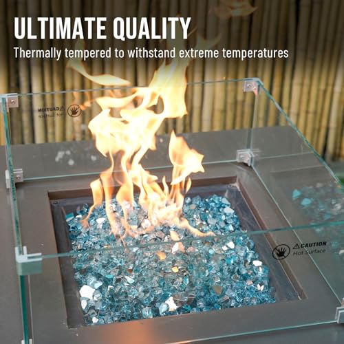 Image of Skyflame 10-Pound Fire Glass for Fireplace Fire Pit and Landscaping, 1 /2-Inch Aqua Blue Reflective