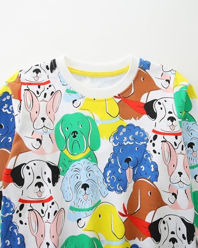 Image of Akyzic Toddler Boys Sweatshirts Cotton Crewneck Truck Shirt Dinosaur Long Sleeve Pullover Tops Tees 2-8T