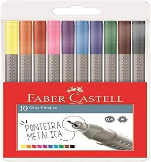 Estojo Caneta Ponta Fina 0.4mm, Faber-Castell, FPG/ESTOJO10, Gripe Fine Pen, 10 Cores