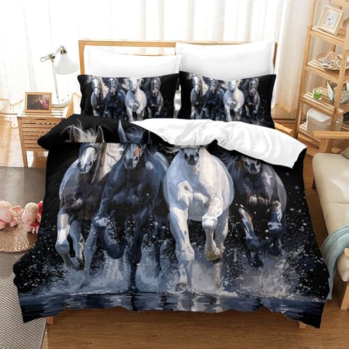 Parure de lit microfibre douce anti-plis imprimé cheval de caractère - 2