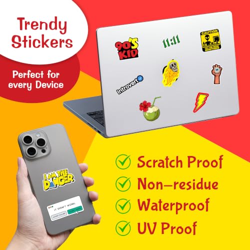 Image of CodersParadise Vinyl Sticker Collection Pack of 52, Random Decorative Decals for Laptop, Water Bottle, Phone Case, Journal, Notebook, Scrapbook, Luggage, Helmet, Bike and DIY Crafts