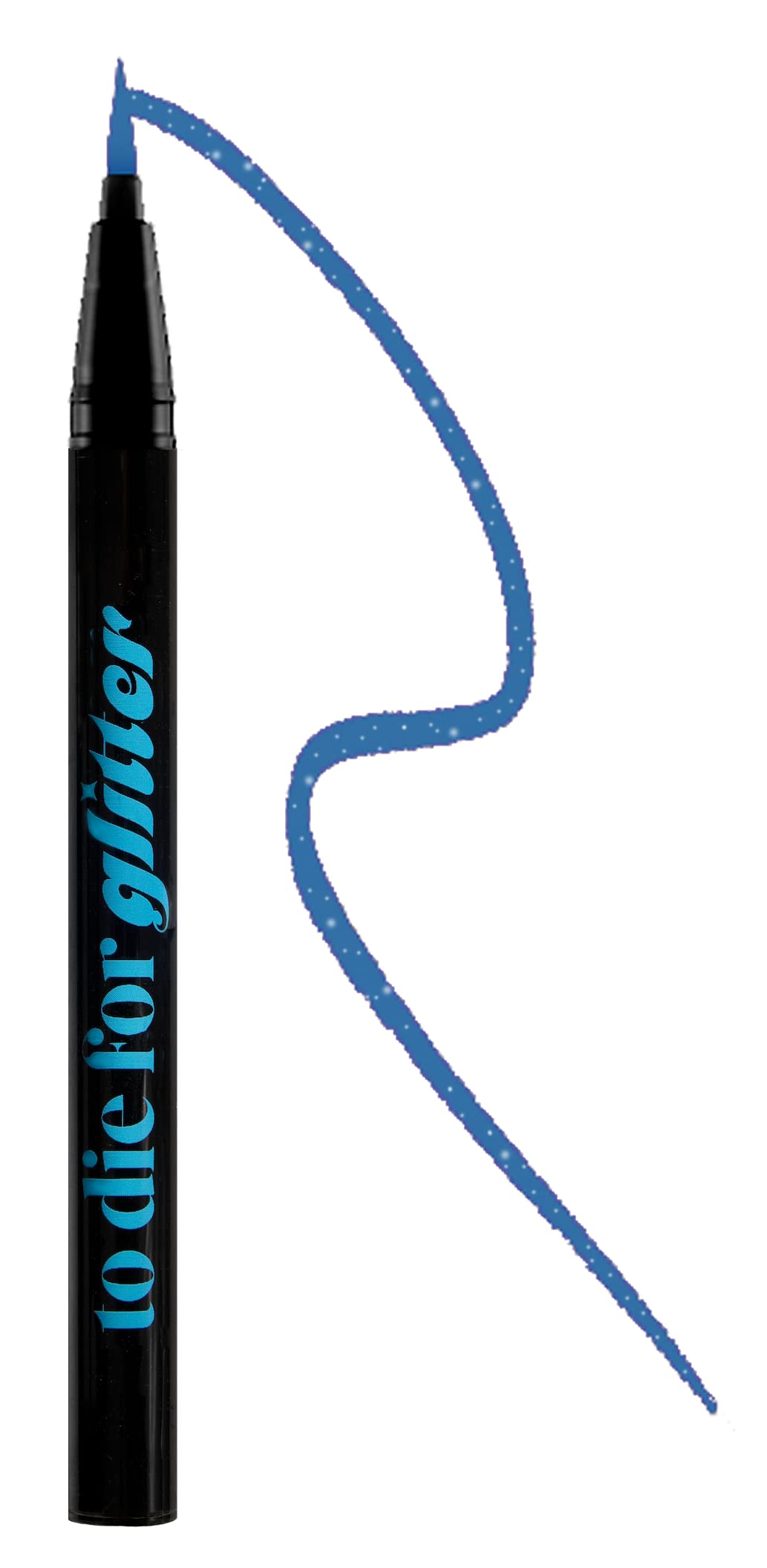 KRASH KOSMETICS Eyeliner Líquido Azul To Die For Glitter SMS - Formula Waterproof 24h Larga Duración - Eyeliner Colores Purpurina - Aplicador de Fieltro Punta Fina - Vegano y Cruelty Free