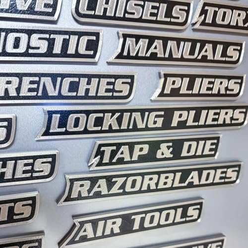12 Pack of Magnetic Toolbox Labels 3D-Printed Tool Box Labels General Tool Box Organize Accessories Reusable Labels (Black)