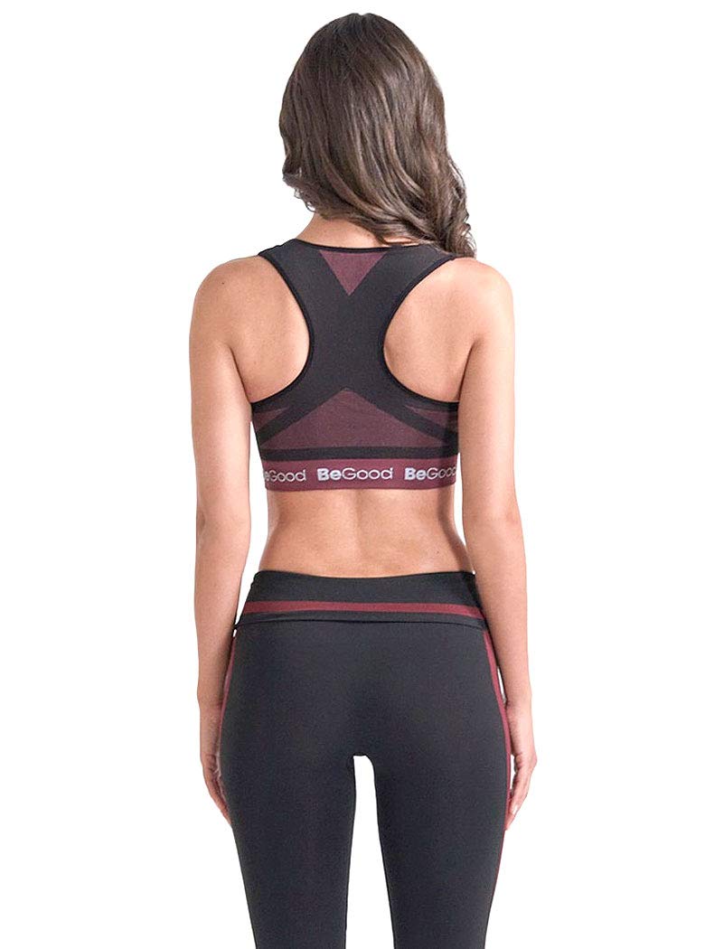 BeGood - Top deportivo reversible burdeos-negro y gris-negro hidratante con doble sujeción