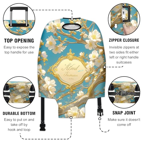 Adjustable Luggage Sleeve Reinforced Travel Suitcase Cover with Easy Zipper Access Protective Wheel Covers Vibrant Custom Designs Water-Repellent Fabric Flower Sky3