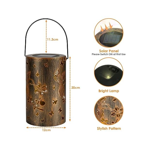 Diealles Shine Solarlaterne für Außen, Gartenlaterne Solar Wasserdicht IP44, Hängend/ Stehend, für Balkon Deko, Gartendeko – Bild 7