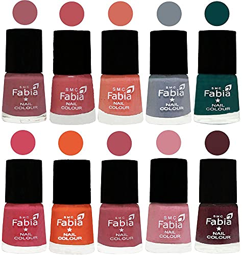 Image of ALL IN ONE (PACK OF 10), Long Lasting Glossy Nail Polish, 6 ml Each, All Vibrant Colours,01976