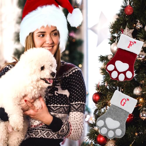 Bas de Noël pour animal avec lettre S brodée - Grand modèle en feutrine