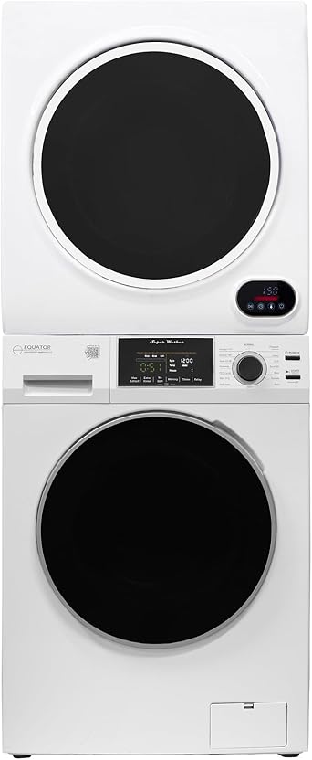 Equator Premium Stackable 15 Lbs Washer 1.62cf 110V+Vented Digi Dryer 3.5cf 110V in White Equator Premium Stackable 15 Lbs Washer 1.62cf 110V+Vented Digi Dryer 3.5cf 110V in White