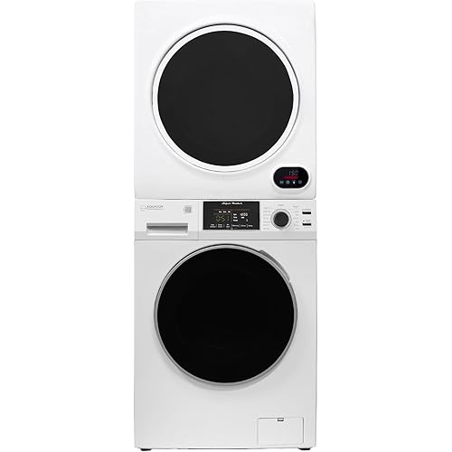 Equator Premium Stackable 15 Lbs Washer 1.62cf 110V+Vented Digi Dryer 3.5cf 110V in White