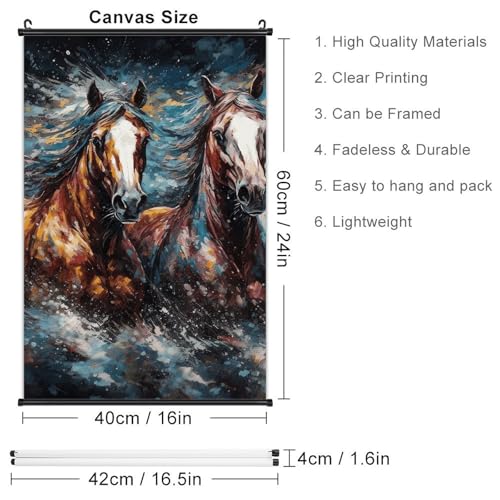 Decoración artística de pared con impresión texturizada de caballos en carrera 2