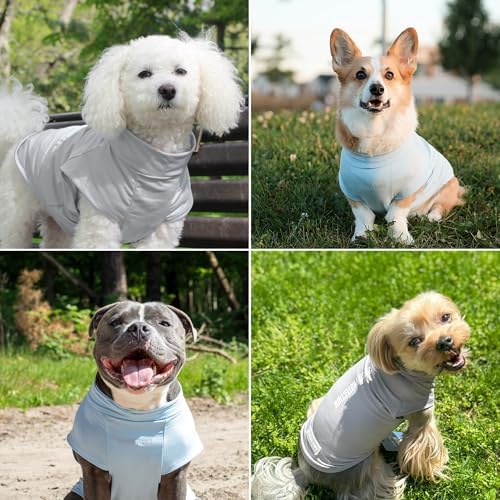 Spark Paws Sunblock Dog T-Shirt, SPF30 Protection, Lightweight Breathable Quick Dry for Dogs with Sensitive Skin - Blue & Grey (Set of 2) - 4XL - 5