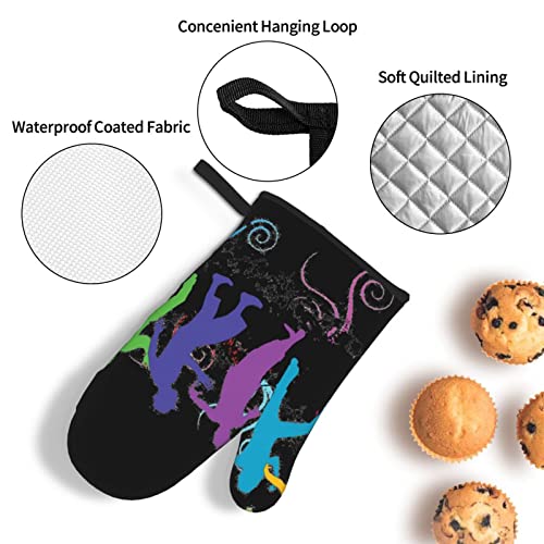 Abstract People Printed Oven Mitts And Pot Holders Set Of 3 Heat Resistance Oven Mitts And Potholder For Kitchen Bbq Cooking Baking #TOP4