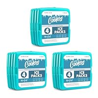 Cool Coolers by Fit + Fresh, Reusable & Long-Lasting Slim Ice Packs, Cold Packs for Lunch Boxes, Ice Packs for Lunch Bags, Green 12 Pack