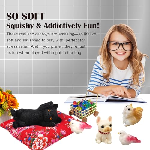 Image of Big Hand Painted Cat Squishy Toys,Large Cute Ultra Soft Kitty Squeeze Fidget Toys for Stress Relief ,Kawaii Squishies Sticky Animal Toys for Adults Kids,Decompression Sensory Balls Toys for Autism
