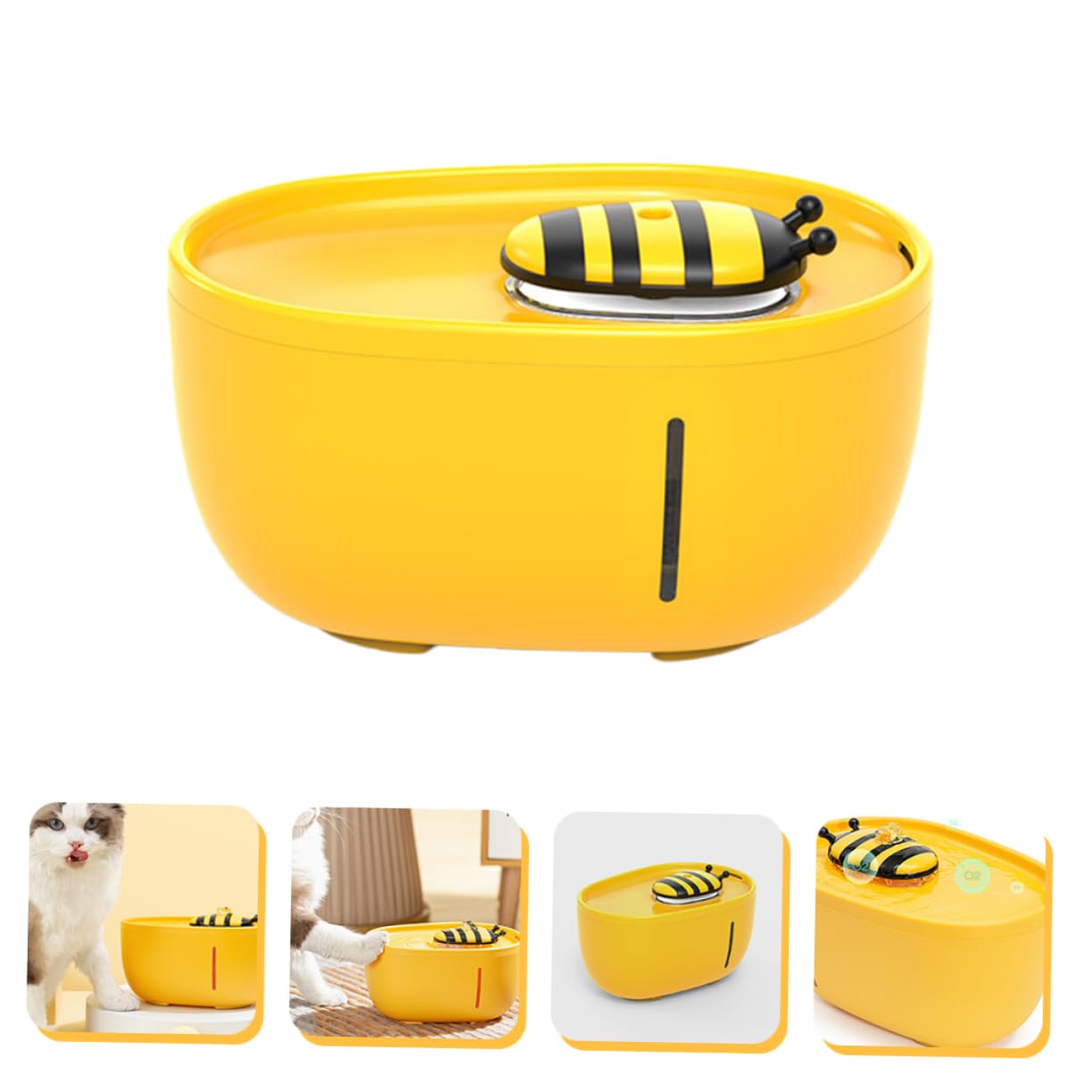 Mipcase Distributore d Acqua per Gatti Abbeveratoio Automatico per Animali Domestici Capacità Ciotola d Acqua Risparmio Energetico Design Forma di Ape da Cartone Animato