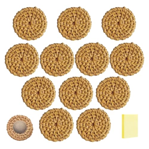 Set de 12 imanes boho de rattan para refrigerador