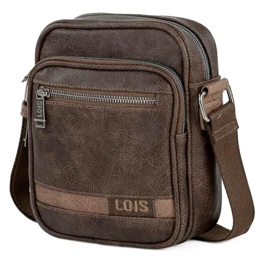 Lois - Bandoleras Hombre - Bolso Hombre Bandolera Ajustable - Bandolera Hombre Polipiel - Bolso Bandolera Hombre. Bolso de Hombre Pequeño. 310219, Marron