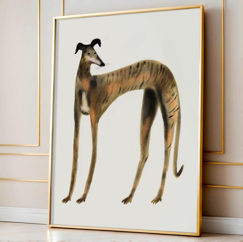 Nationcog Greyhound Art Print, Dog Home Decor For Kitchen, Living Room, Entryway and Bedroom, Gift...