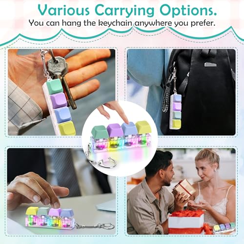 Image of Keyboard Fidget Toys Keychain - Stress Relief Fidget Clicker with Keyboard Key Sounds, Portable Fidget Toy for Focus & Anxiety Relief, Includes 4 Extra Replaceable Keycaps