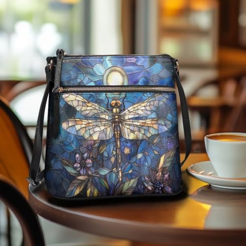 Image of Leather Women Crossbody Hobo Bag Satchel Purse Handbag with Adjustable Shoulder Strap and Zipper Pockets