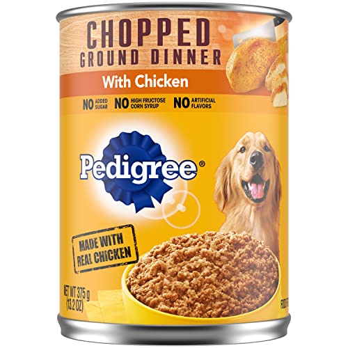 PEDIGREE CHOPPED GROUND DINNER Adult Canned Soft Wet Dog Food with Chicken,...