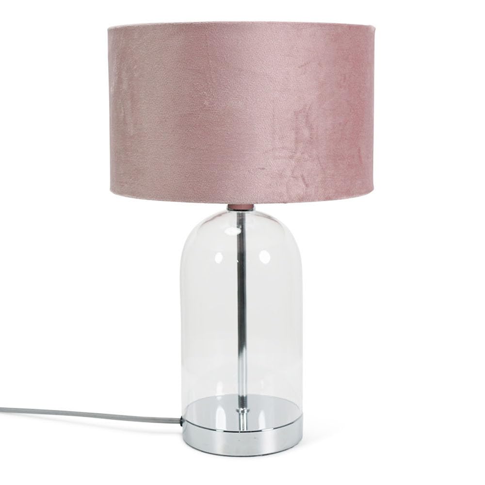 Valuelights Unisex Silver Jessy Chrome Glass Table Lamp W/ Blush Pink Shade In