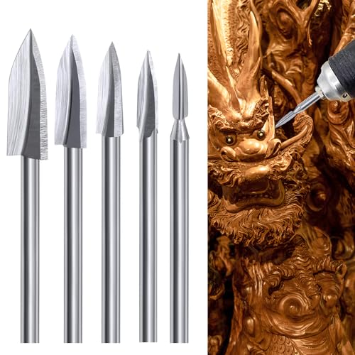 Wood Carving Bits for Dremel Rotary Tool, 5Pcs...