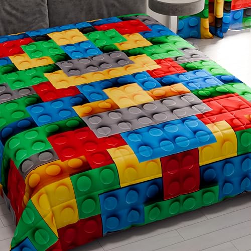 Colcha cama 170x260 cm de microfibra de primavera verano modelo Bloquecitos 3
