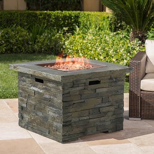 33'' Propane Fire Pit Table Hidden Tank Inside, 40,000 BTU Square...