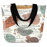 Christliche Handtasche Stoffbeutel Bedruckt, Aesthetic Einkaufstasche Stofftasche mit Reißverschluss, Beidseitig Bedruckte Tragetasche, Christliche Geschenke für für Frauen, Freund, Mama, Kollegen