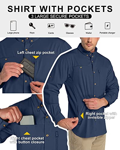 33,000ft Men's UPF 50+ UV Protection Long Sleeve Hiking Shirts Breathable Quick Dry Fishing Shirts for Safari, Outdoor2