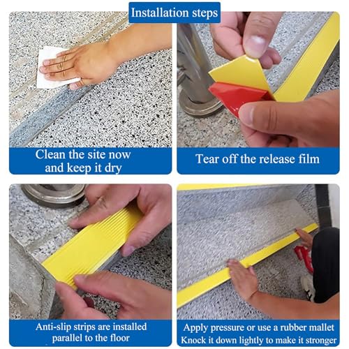 Strisce antiscivolo per scale per interni ed esterni, in gomma flessibile, per proteggere i bordi delle scale, strisce di transizione sicure per bambini e adulti, facile installazione