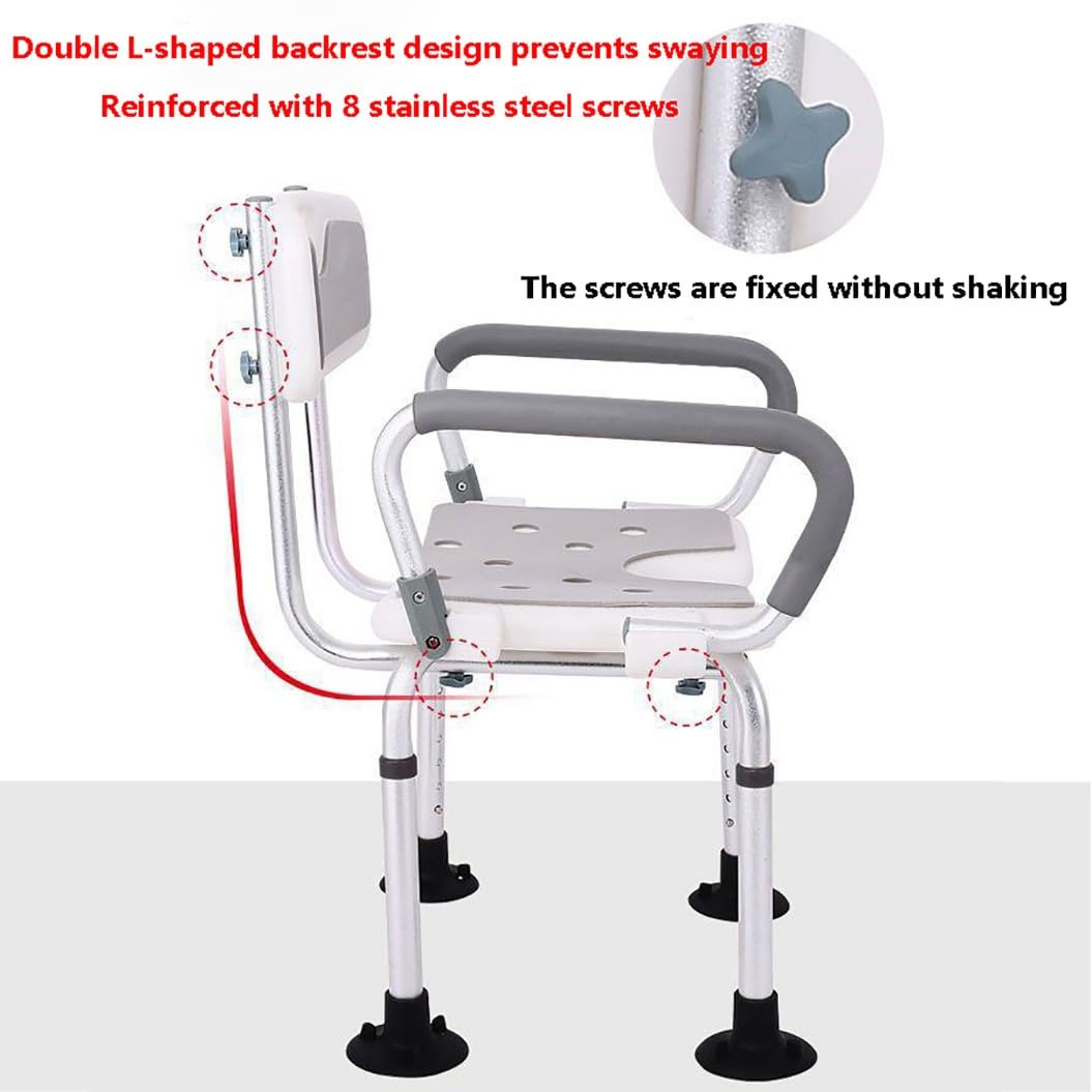 Asiento de Baño,Silla de Ducha Ajustable en Altura,Silla Baño Ancianos Ducha,Banqueta Ducha,para Ancianos minusválidos, Ancianos White